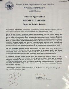 CA BLM Letter of Appreciation to DGC for EMHT